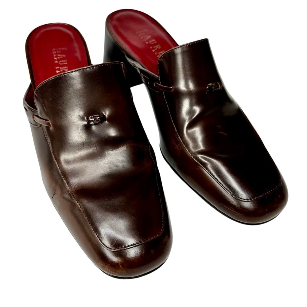 Lauren Ralph Lauren Brown Leather Mules